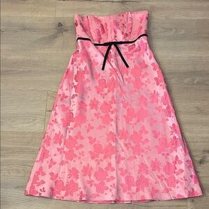 Banana Republic | Strapless pink tonal Y2K dress Silk roses/floral Women size 4